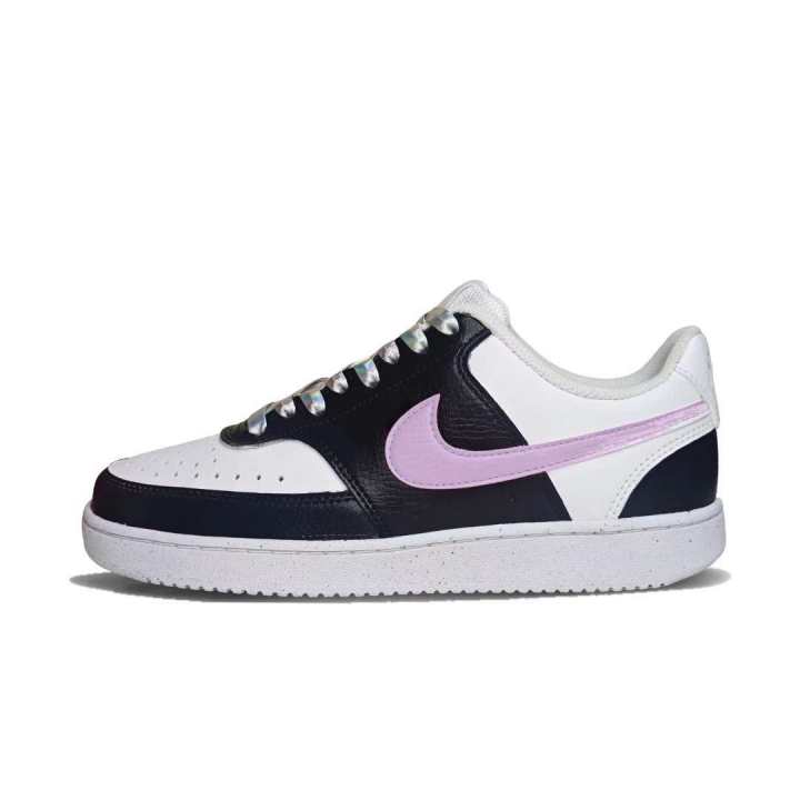 Nike Nike Court Vision 1 Slip Resistant Low top Skateboard Shoes Unisex Black White Purple