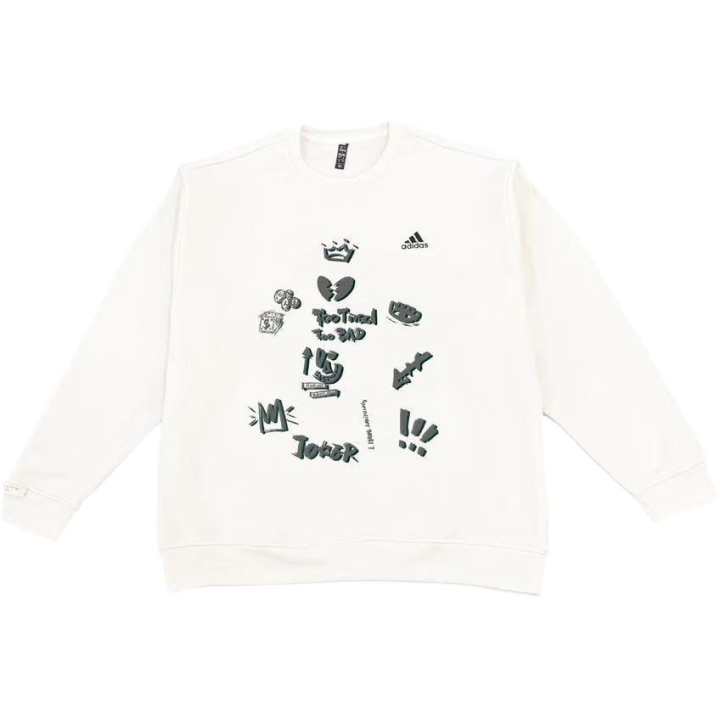 Adidas Adidas LABEL Sweatshirts Unisex Ivory Crew Neck Thickened Regular