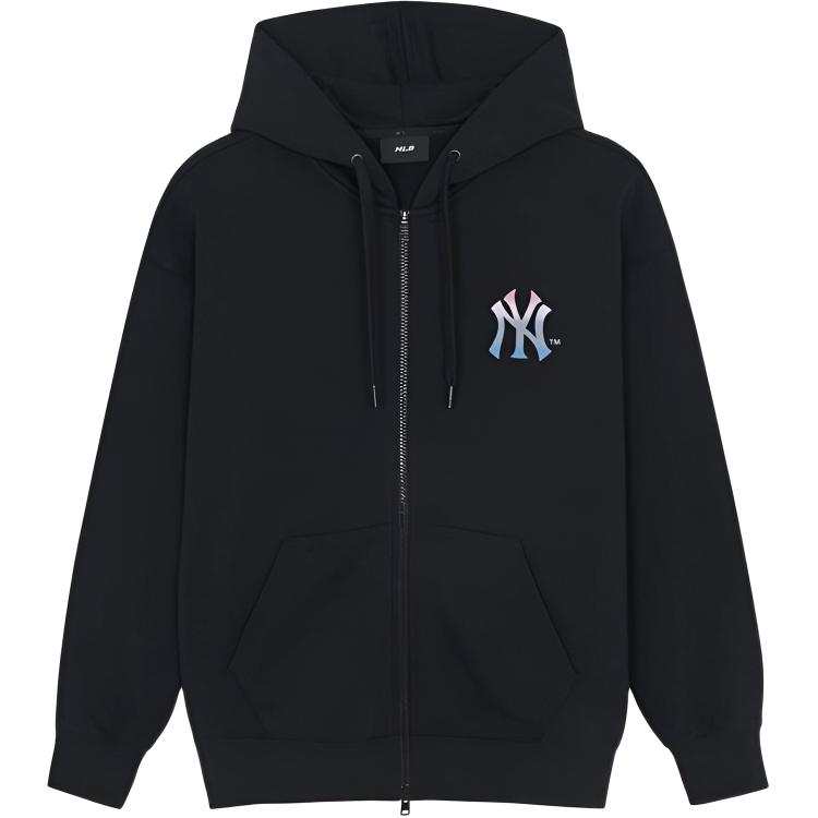 MLB Sweatshirts Unisex New York Yankees/Black Hooded Non Detachable Moderate Cardigan