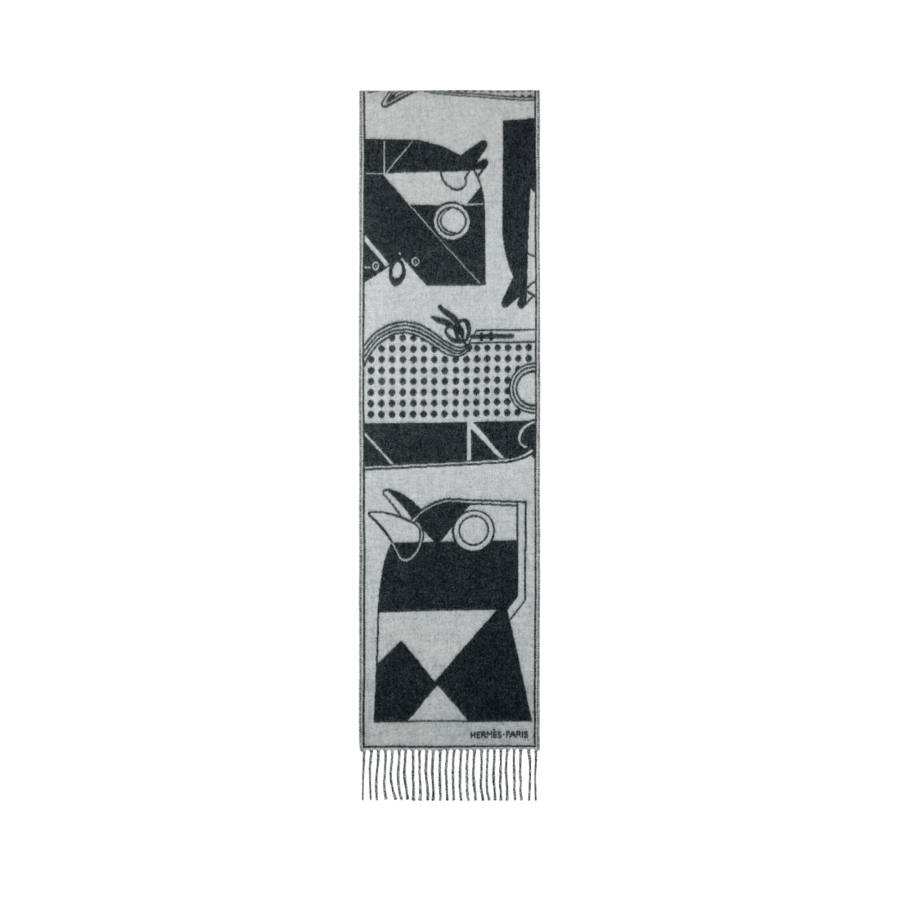 HERMES HERMES Cashmere Knit Scarves Men's Gray