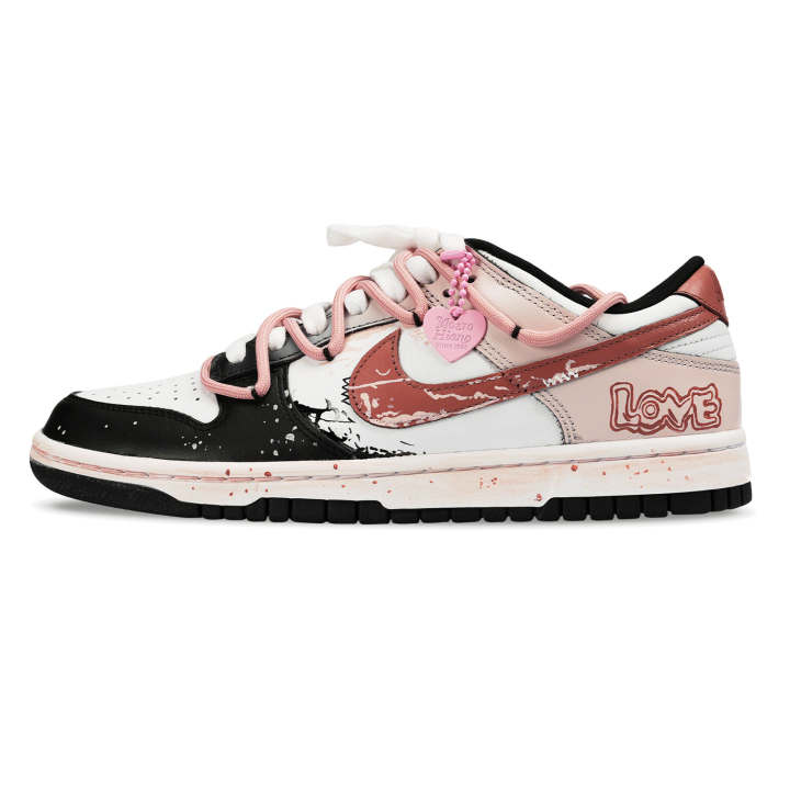 Nike Nike Dunk Black White, Love Graffiti Abrasion Resistant Slip Resistant Abrasion Resistant Slip Resistant Low top