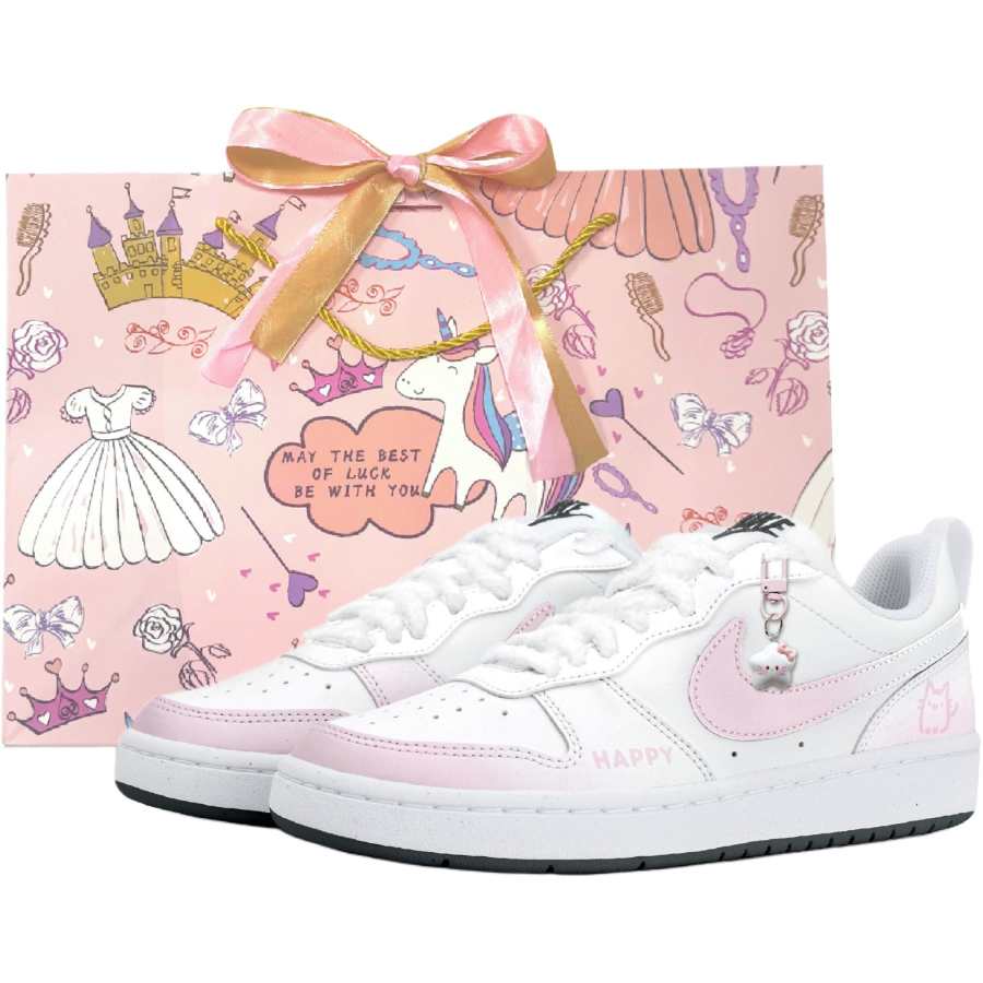 Nike Nike Court Borough Low top Kids' Skateboarding Shoes White Pink Teenagers