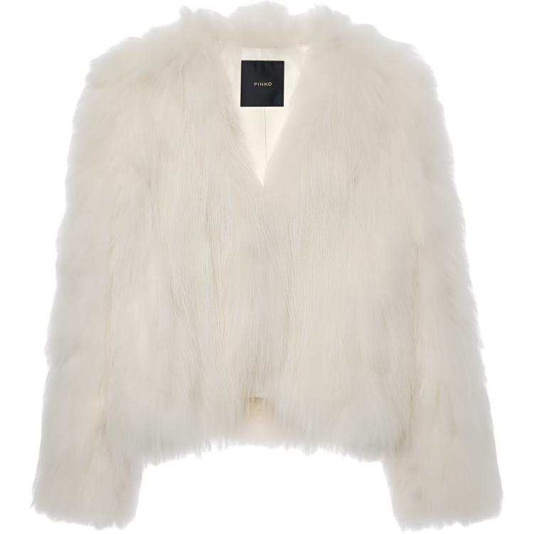 PINKO Furs Women's White V Neck Moderate