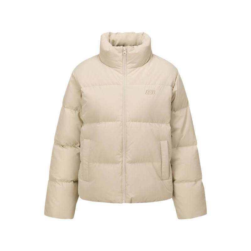 Skechers Down Jackets Women's Light Brown/0046 Stand Collar Moderate Other