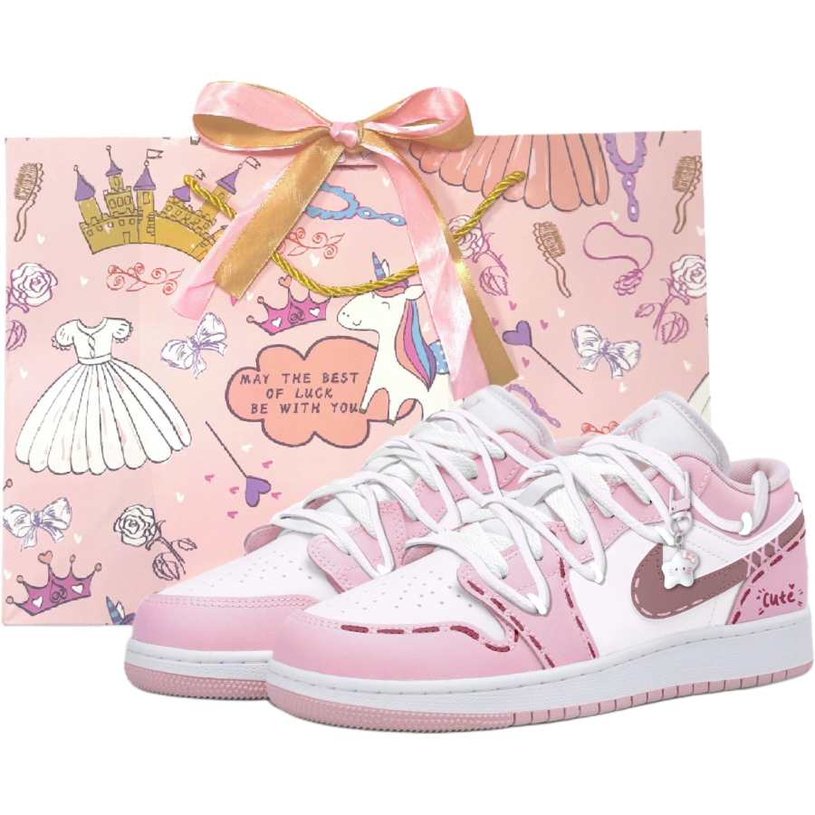 Jordan Jordan Air Jordan 1 Mid top Children's Basketball Shoes Pink Unisex
