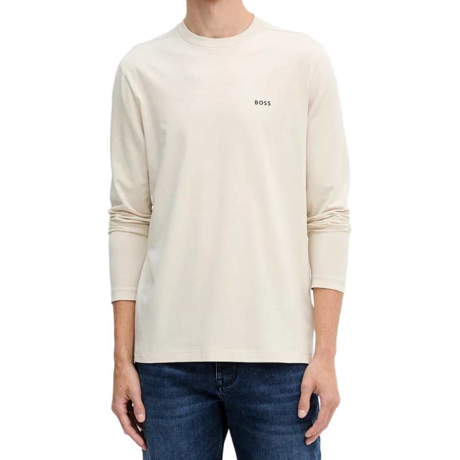 HUGO BOSS T Shirts Men's Khaki Crew Neck Moderate Straight Fit
