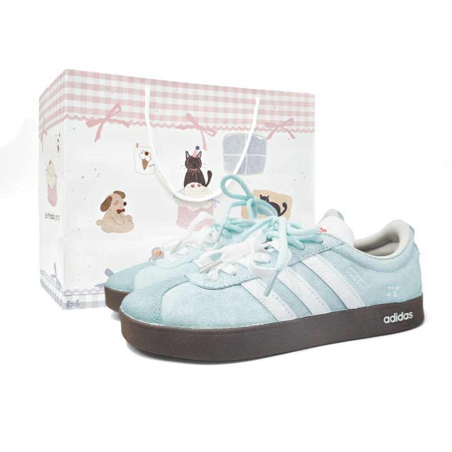 Adidas Adidas VL COURT 2.0 Abrasion Resistant Low top Skateboard Shoes Unisex Cyan