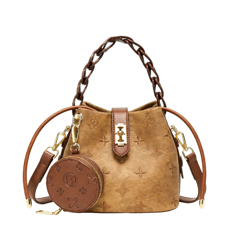 PAYOT Synthetic Leather Handbag Women's Khaki/Classic Black