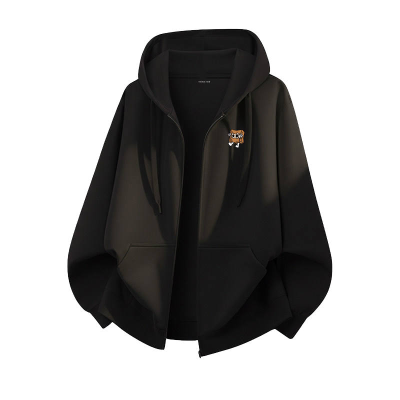 Tonlion Sweatshirts Unisex Hooded Moderate Cardigan