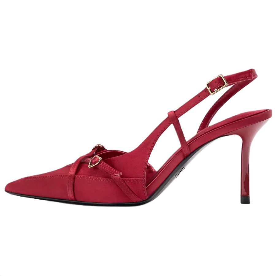 ZARA New Year Slim Heel High Heels 8.5cm Women's Red