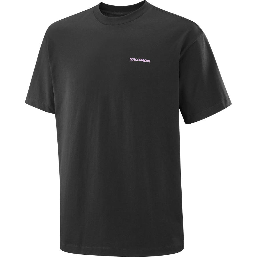 SALOMON GRAPHIC T Shirts Men's Pitch Black Crew Neck Moderate