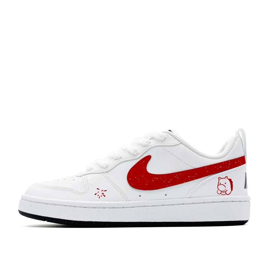 Nike Nike Court Borough Lucky Pony Synthetic Leather Low top Kids' Skateboarding Shoes Red Teenagers