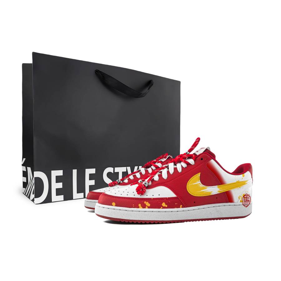 Nike Nike Court Vision Synthetic Leather Abrasion Resistant Abrasion Resistant Low top Skateboard Shoes Men's Red
