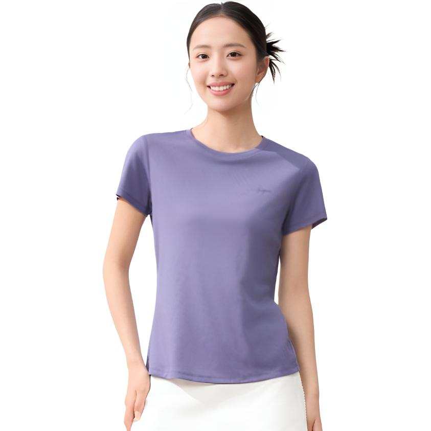 361° T Shirts Women's Wild Grape Purple Crew Neck Thin Straight Fit