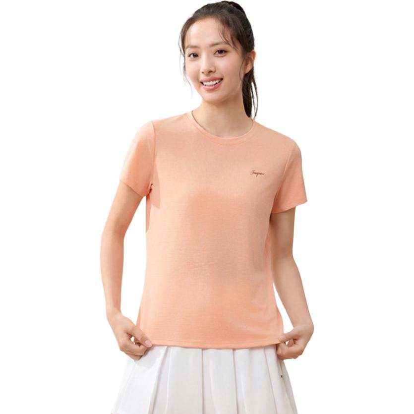 361° T Shirts Women's Jasmine Orange Crew Neck Thin Straight Fit
