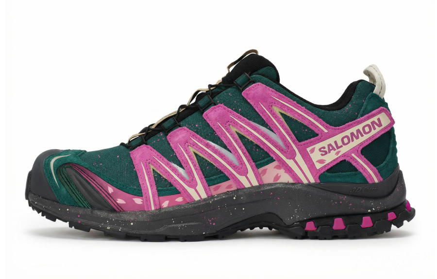 SALOMON XA PRO 3D Slip Resistant Slip Resistant Low top Running Shoes Unisex Gray Pink Green