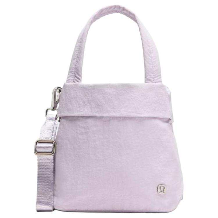 Lululemon On My Level Polyester Tote Bag, Shopping Bag, Handbag Small Unisex Light Lavender & Silver