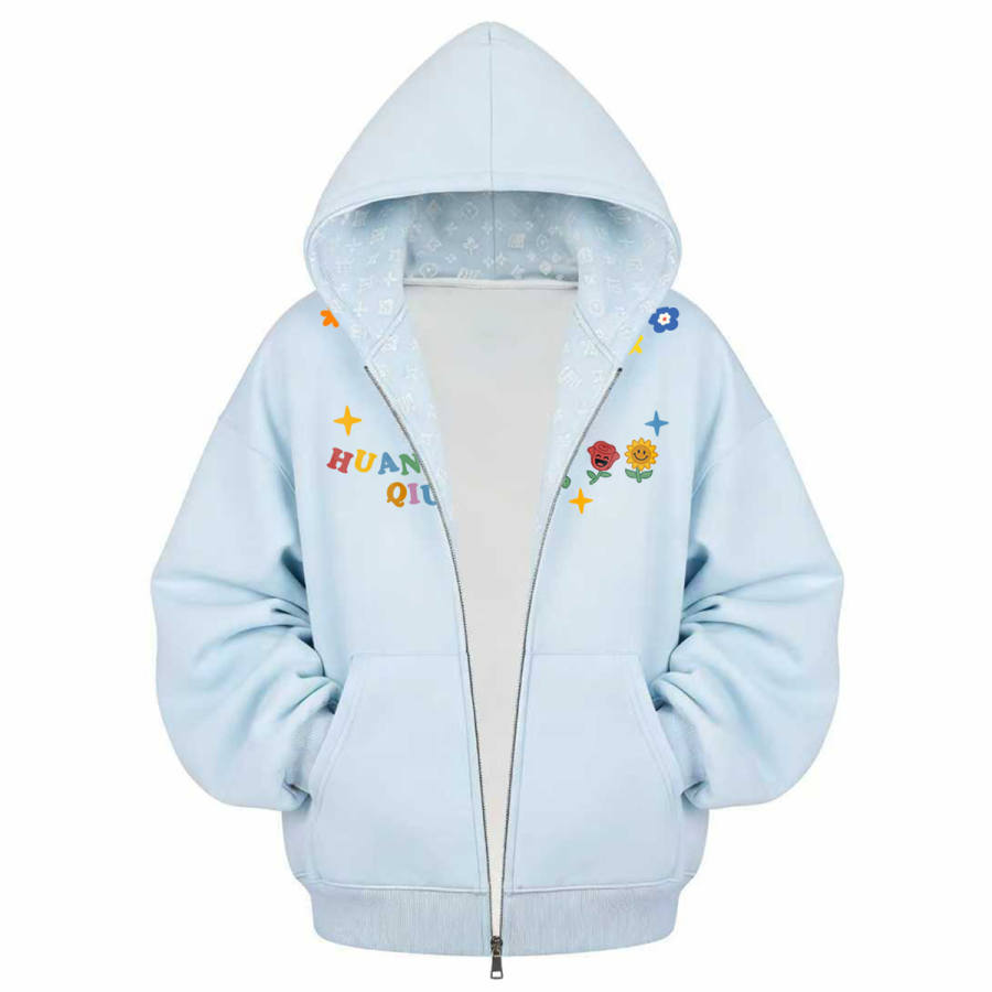 HUANQIU Sweatshirts Unisex Hooded Thickened Cardigan