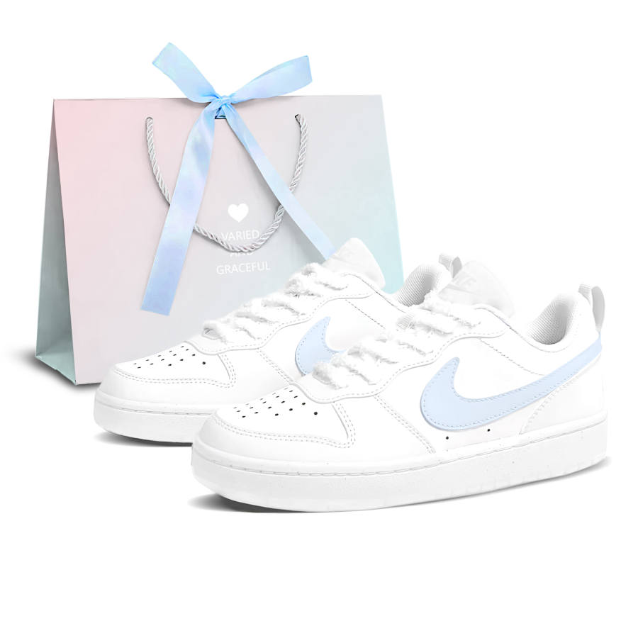 Nike Nike Court Borough Ice Blue White Jade, Shopping Bag Slip Resistant Slip Resistant Low top Kids' Skateboarding Shoes