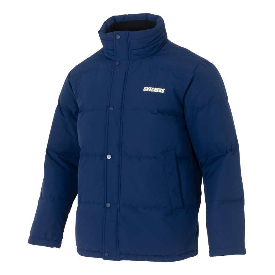 Skechers Down Jackets Men's Medieval Blue Stand Collar Moderate Down Coat