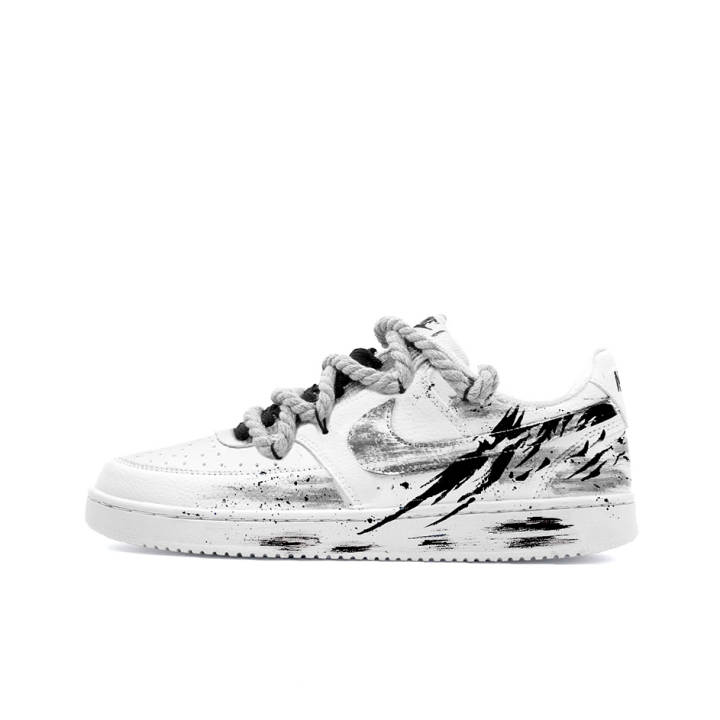 Nike Nike Court Vision Silver Mist Black Edge Leather Lightweight Breathable Lightweight And Breathable Low top