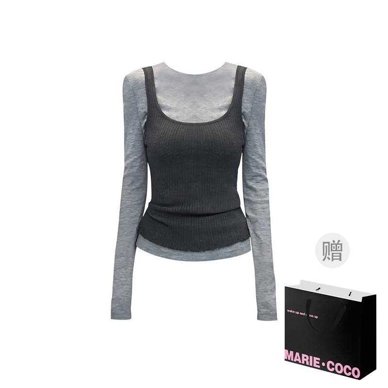 MARIE·COCO Knitwear Women's Tank Top+Base Layer Turtleneck Moderate Two Piece Set