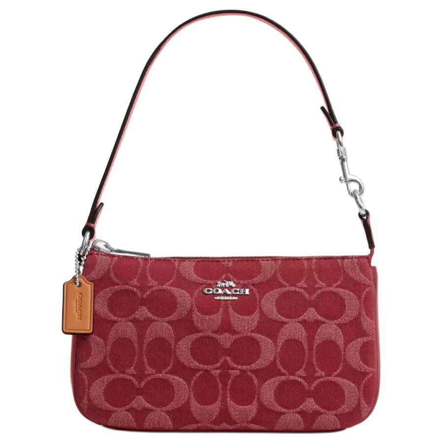 COACH Nolita Fabric, Cow Split Leather Underarm Shoulder Bag Small Women's Red