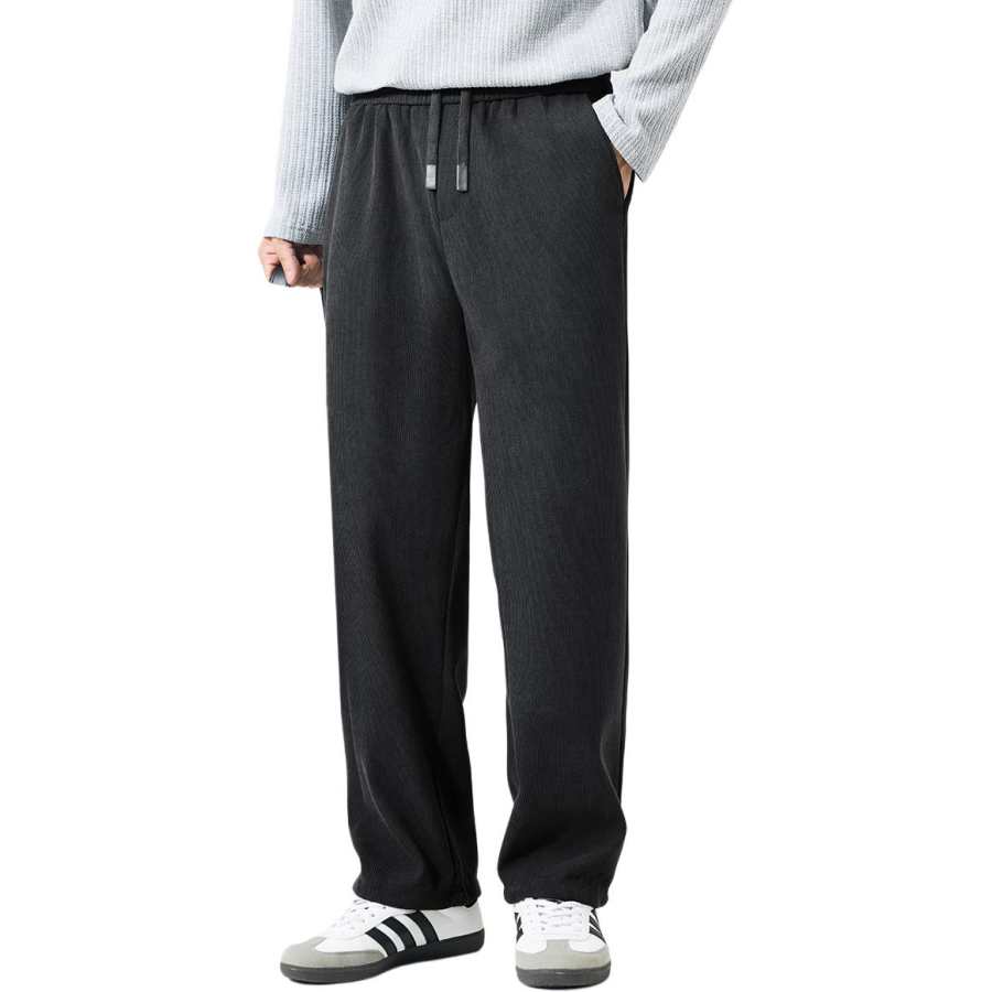 Hodo Casual Pants Men's Thickened And Fleece Lined Straight Fit Pants