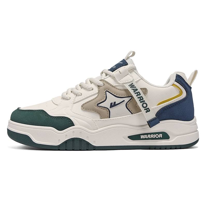 Warrior Height Increasing Abrasion Resistant Lightweight Low top Skateboard Shoes Men's Beige Green Khaki Blue