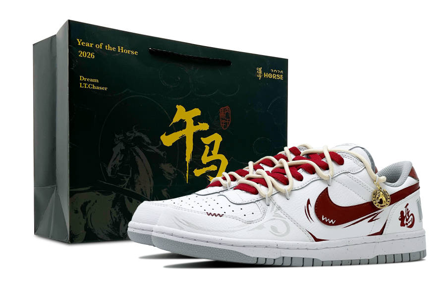 Nike Nike Big Leather Abrasion Resistant Breathable Low top Skateboard Shoes Men's White Red