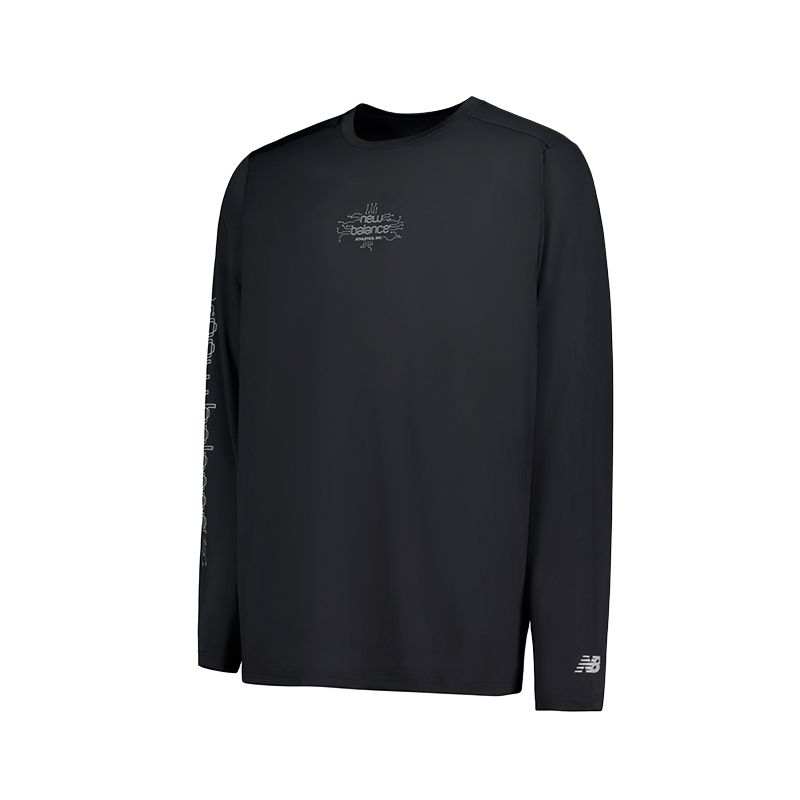 New Balance New Balance T Shirts Men's Black BK Crew Neck Moderate
