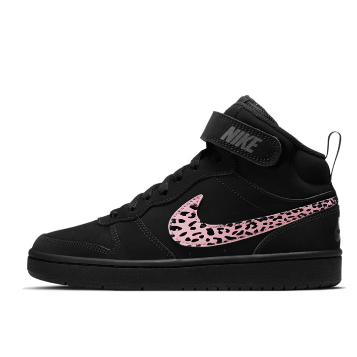 Nike Nike Court Borough Pink Leopard Print Synthetic Leather Lightweight Cushioning Slip Resistant