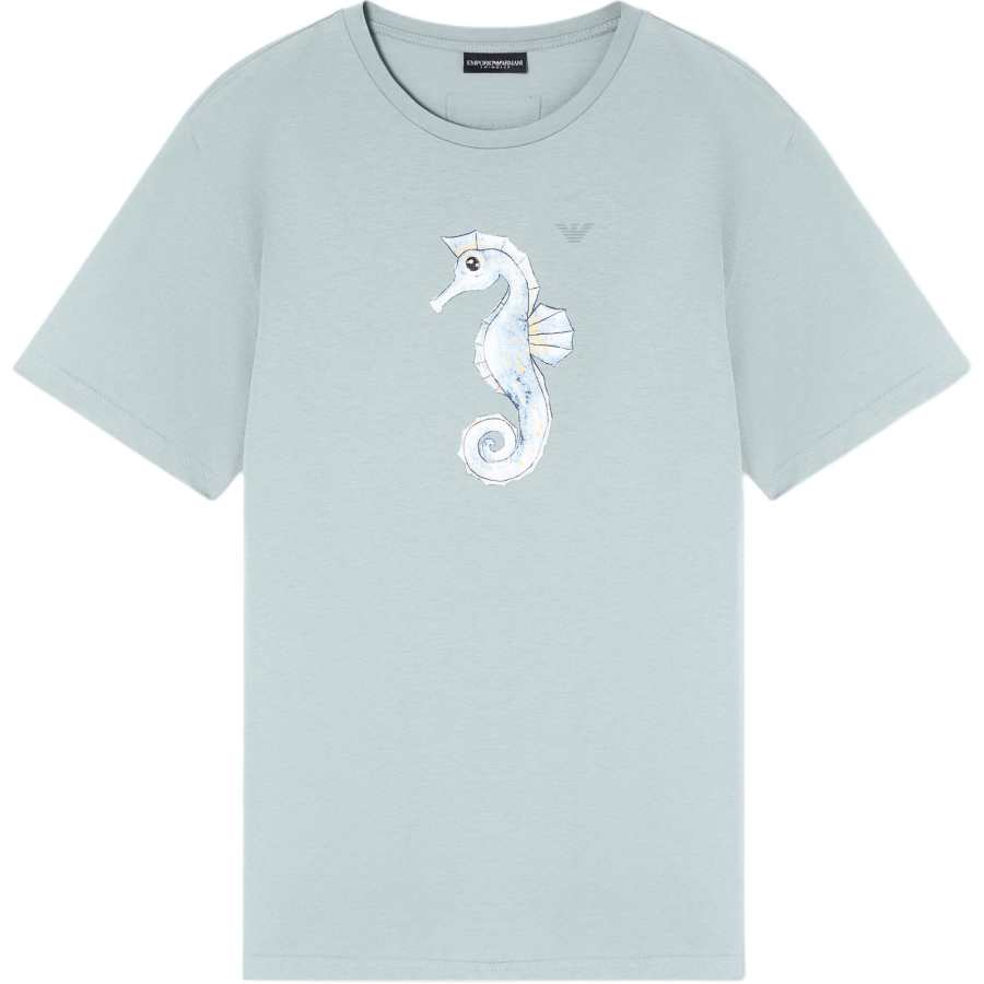 EMPORIO ARMANI T Shirts Men's Sky Blue Crew Neck Moderate