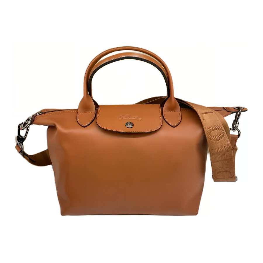 LONGCHAMP Le Pliage Xtra Calfskin Dumpling Bag, One Shoulder Handbag Small Women's Cognac