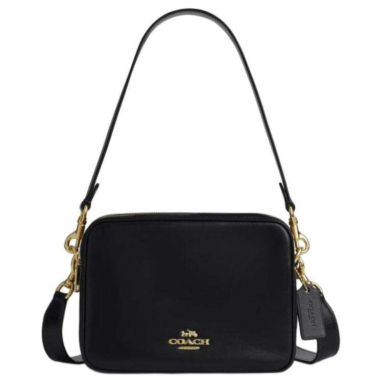 COACH Cow Leather Camera Bag, Shoulder Bag Small Women's Black