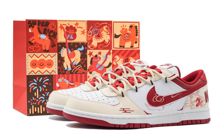 Nike Nike Dunk Instant Blessing Cushioning Abrasion Resistant Low top Skateboard Shoes Unisex White Rainbow