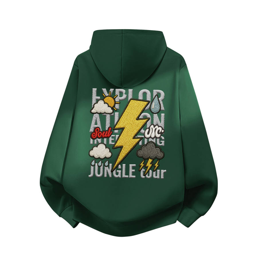 MINISO Sweatshirts Unisex Forest Green Weather Song Center Logo _Y Weather Song Back Logo Hooded Moderate Regular