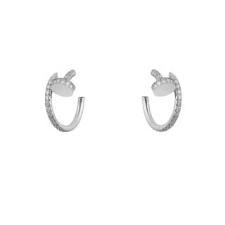 CARTIER JUSTE UN CLOU Diamond Earrings Unisex White Gold
