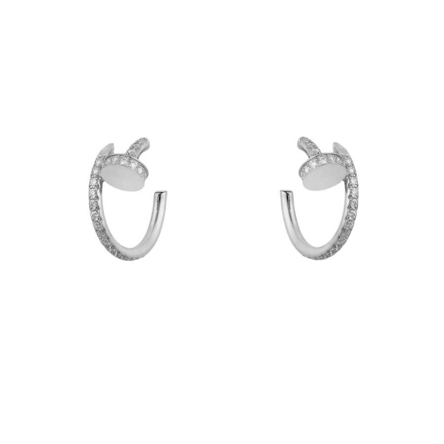 CARTIER JUSTE UN CLOU Diamond Earrings Unisex White Gold