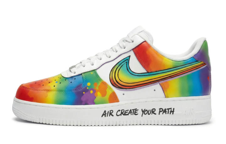 Nike Nike Air Force 1 Walking Planet, Rainbow Graffiti Slip Resistant Slip Resistant Low top Skateboard Shoes Women's
