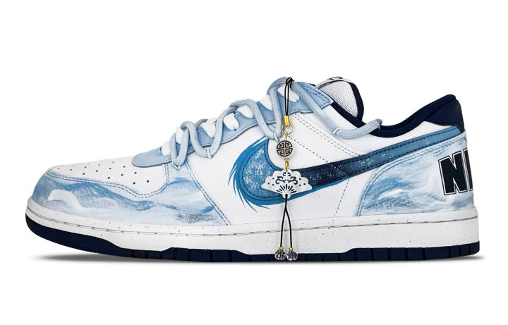Nike Nike Big Cloud Dye Blue And White Abrasion Resistant Breathable Slip Resistant Low top Skateboard Shoes Men's Blue