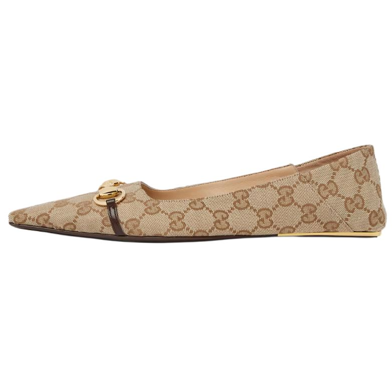 GUCCI La Famiglia Vittoria Sheepskin Casual Shoes Women's Brown