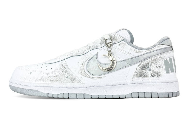 Nike Custom Nike Big Abrasion Resistant Abrasion Resistant Low top Skateboard Shoes Unisex Gray White