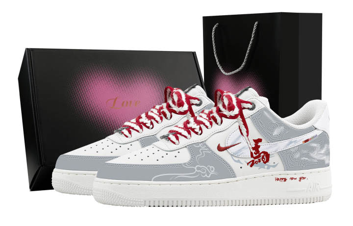 Nike Nike Air Force 1 Galloping Horse Renewal Heart Box Leather Breathable Low top Skateboard Shoes Men's Gray White