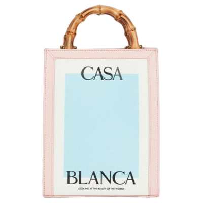 CASABLANCA Calfskin With Cotton Tote Bag, Shopping Bag, Handbag Mini Women's Pink/White/Blue