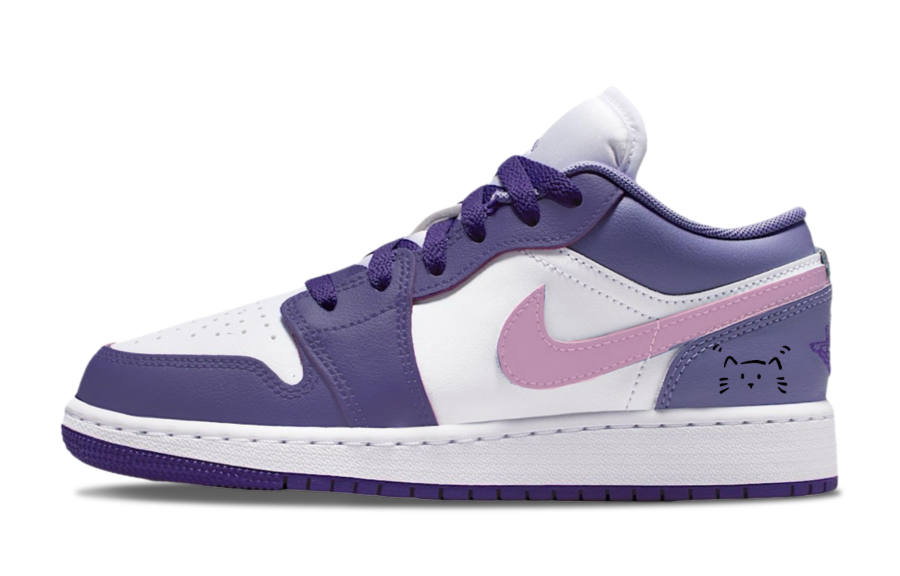 Jordan Jordan Air Jordan 1 Meowth Celebrity Synthetic Leather Slip Resistant Cushioning Abrasion Resistant Low top