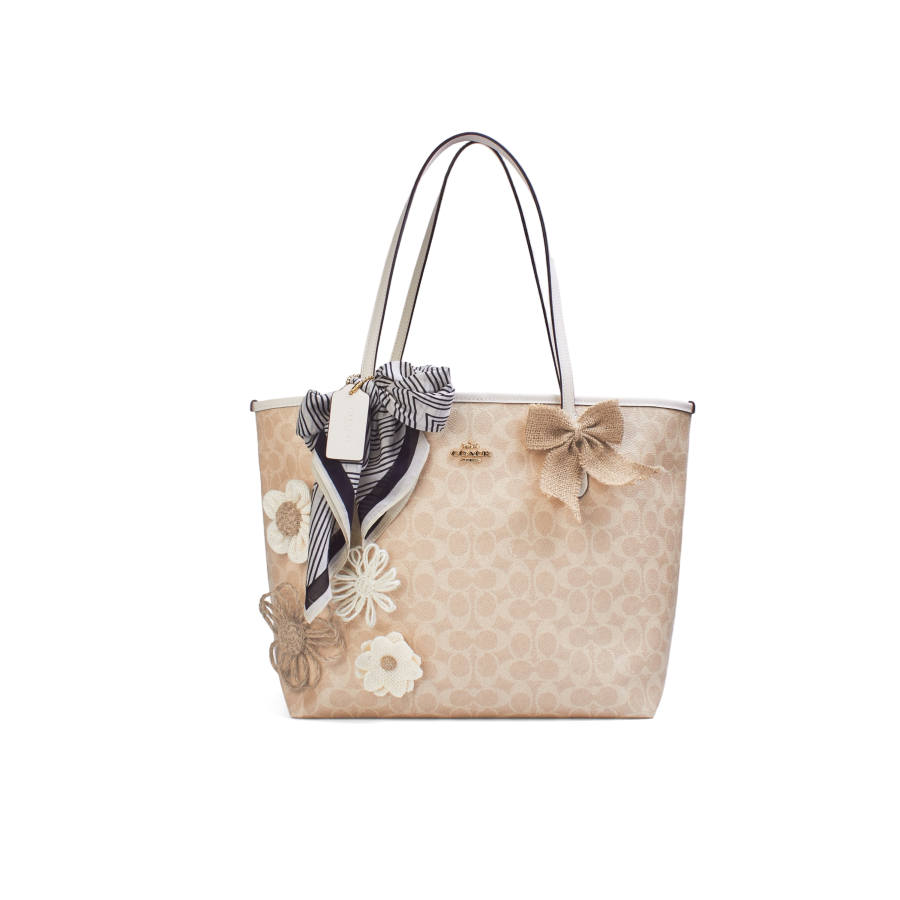 COACH City Coated Canvas Handbag, Shoulder Bag Large Women's Sand