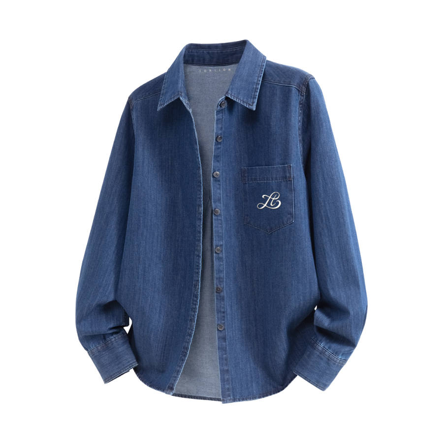 Tonlion Shirts Women's Lapel Moderate Denim