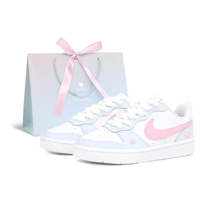 Nike Nike Court Borough Low 2 Low top Kids' Skateboarding Shoes Blue Pink Teenagers