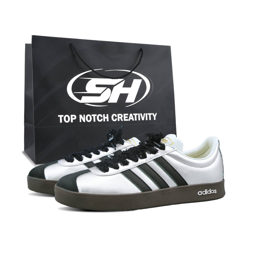 Adidas Adidas VL COURT 2.0 Silver Wrapped, Special Shopping Bag Abrasion Resistant Low top German Army Trainers Unisex Black